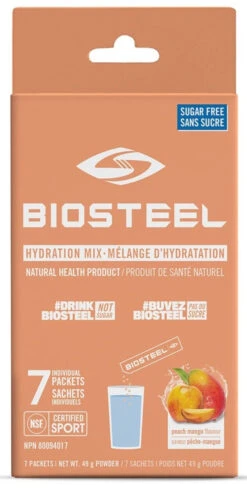 BioSteel High-Performance Sports Hydration Mix (7 Count) -Cheap Hockey Store 630615 CAN 20Biosteel Hydration 20Mix Peach 20Mango 7CT Front